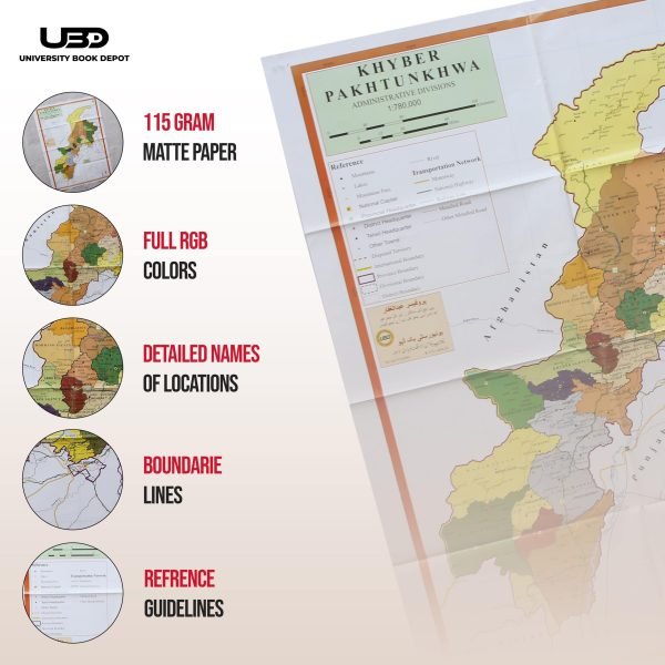 Khyber Pakhtunkhwa Map for Wall | KPK Map wall poster In English - Image 3