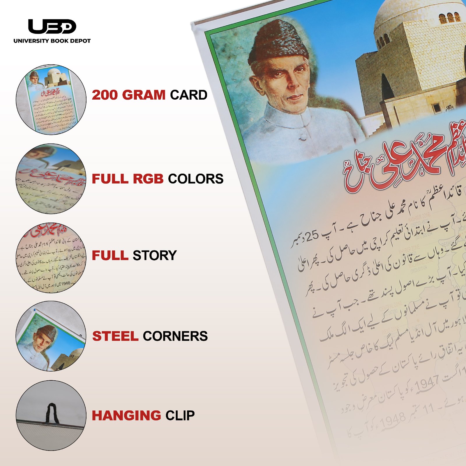 Quaid e Azam Essay with Pictures | Brief Essay on Life of Quaid e Azam | Wall Poster For Classroom, School Decoration - Image 3