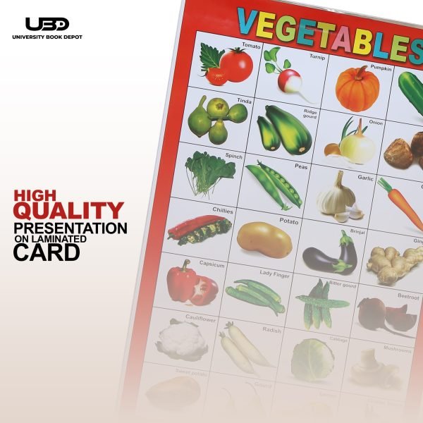 Vegetables Name Wall Chart | Wall Poster of Vegetable Names in English and Urdu with Pictures - Image 5