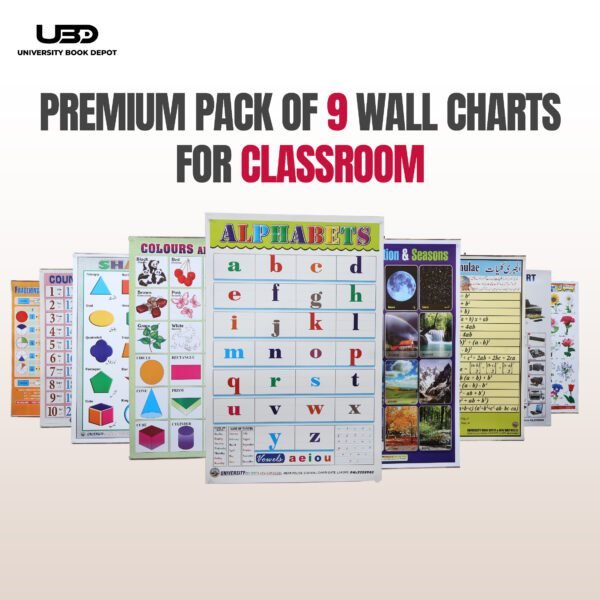 Pack of 9 Wall Charts for Classrooms and School Decoration