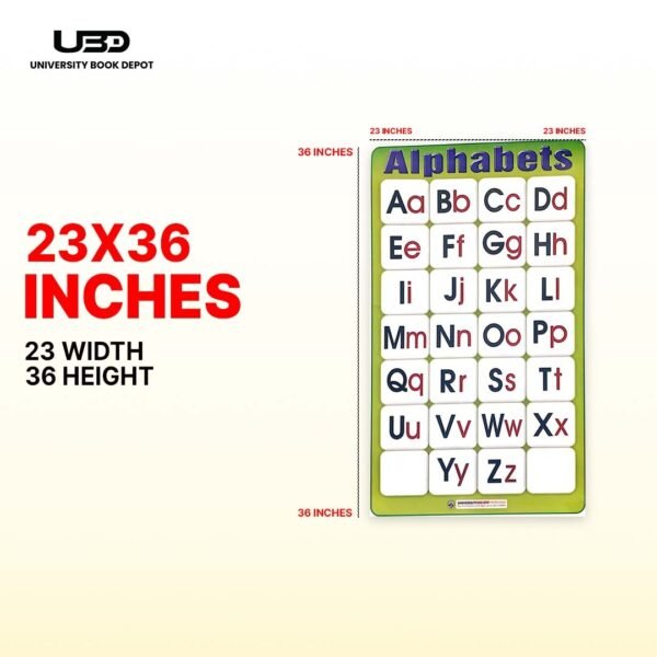 Capital and Small Alphabets Wall Chart 23*36 inches printed on 200 gram Laminated Card - Image 2